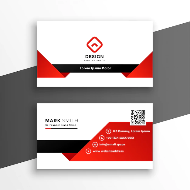 Free Vector | Red and white modern business card template