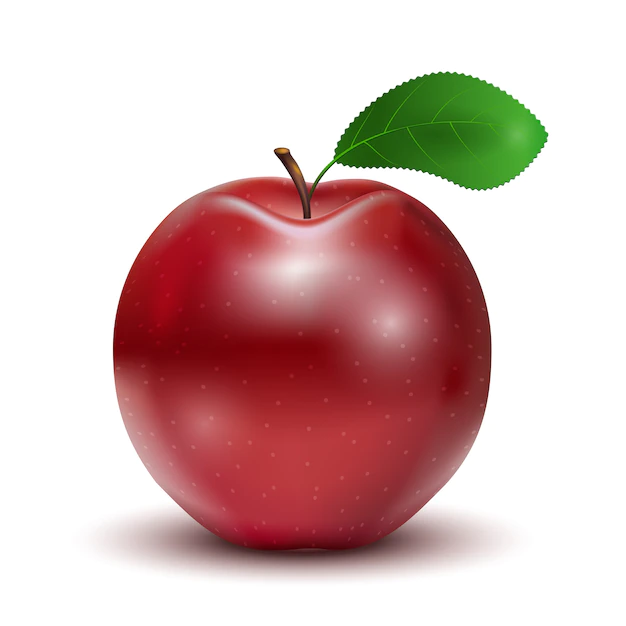 Free Vector | Red apple with leaf isolated