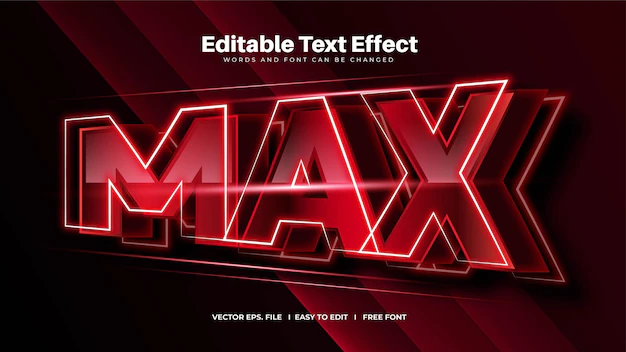 Free Vector | Red bold max editable text effect