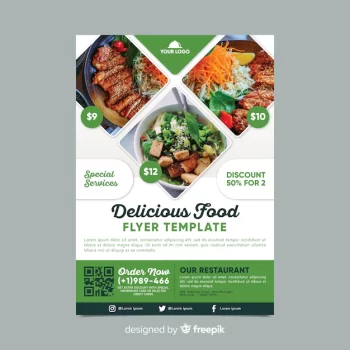 Free Vector | Restaurant flyer template with photo