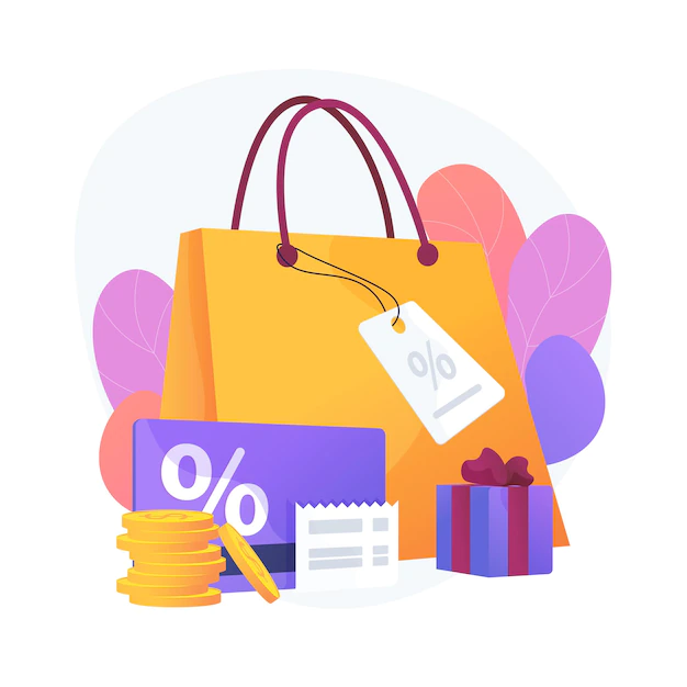 Free Vector | Seasonal sale discounts. presents purchase, visiting boutiques, luxury shopping. price reduction promotional coupons, special holiday offers. vector isolated concept metaphor illustration