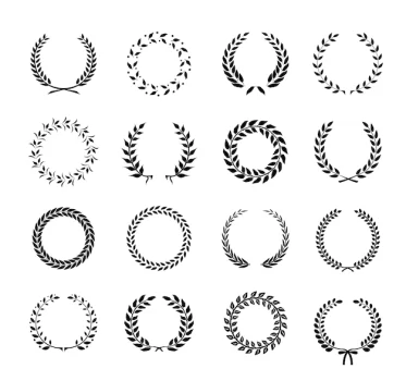 Free Vector | Set of black and white silhouette circular laurel  foliate and wheat wreaths depicting an award  achievement