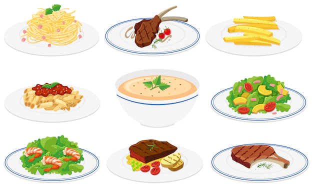 Free Vector | Set of healthy dishes