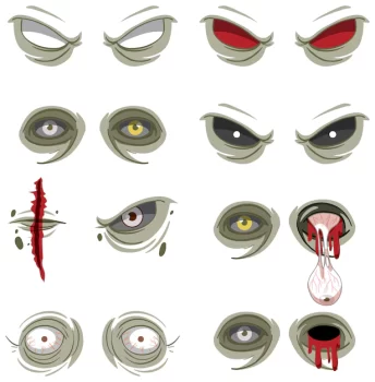 Free Vector | Set of many creepy zombie eyes