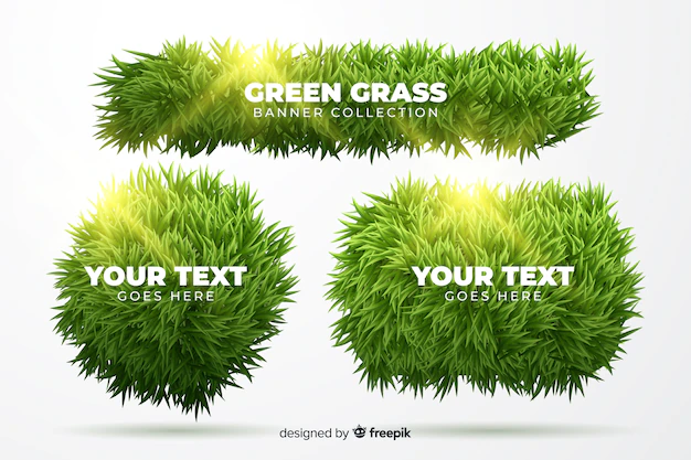 Free Vector | Set of realistic grass banner