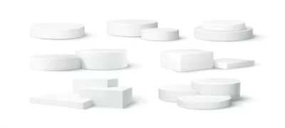 Free Vector | Set of realistic white blank product podium scene isolated on white background