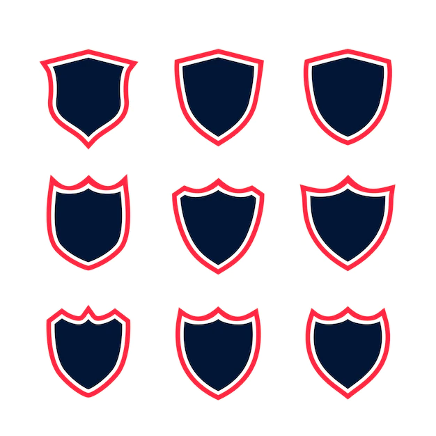 Free Vector | Set of shield icons with red contour
