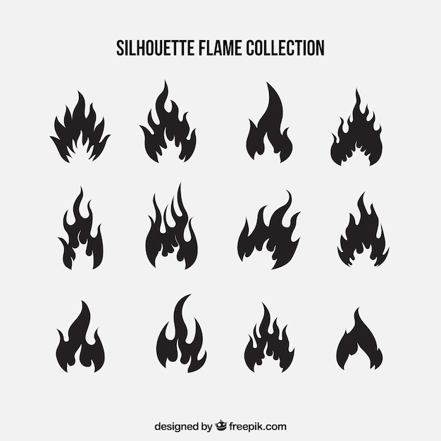 Free Vector | Set of silhouettes of flames