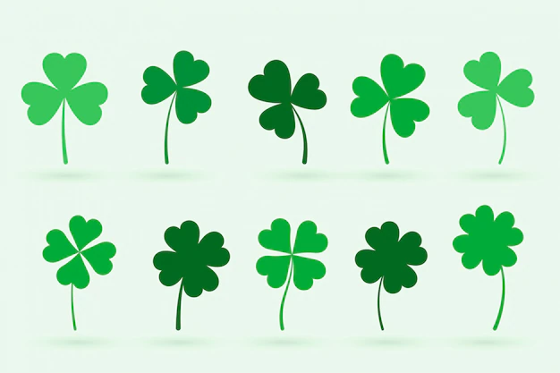 Free Vector | Set of ten clover leaves in flat style