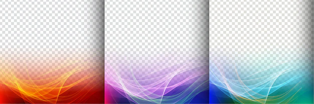 Free Vector | Set of three colorful transparent wave background
