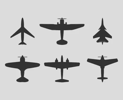 Free Vector | Silhouette top views of different airplanes