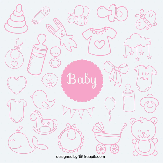 Free Vector | Sketchy baby elements