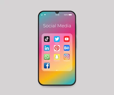 Free Vector | Smartphone with social media fold icons