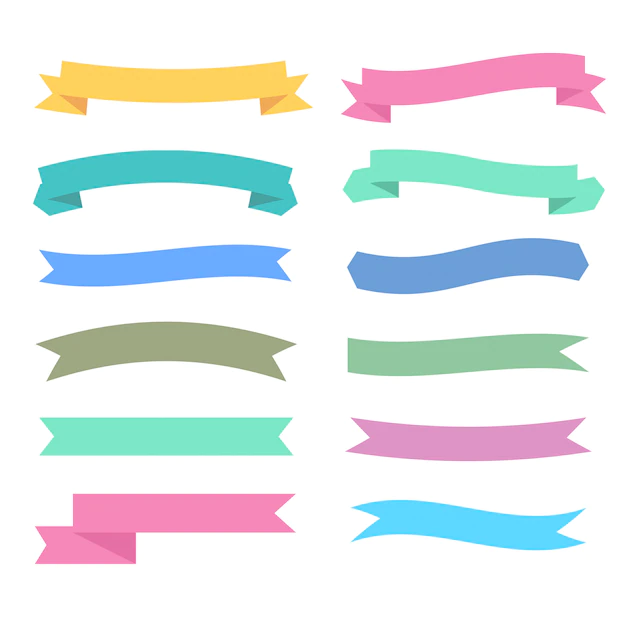 Free Vector | Soft colors ribbons set in different styles