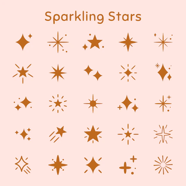 Free Vector | Sparkling stars vector icon set in flat brown style