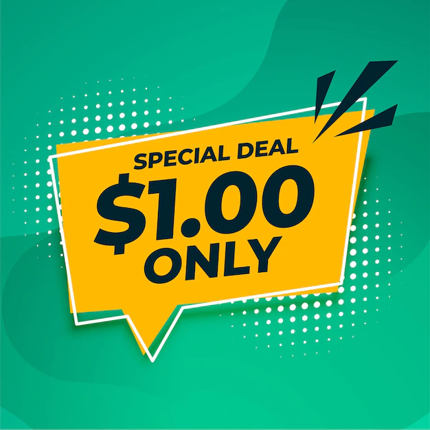 Free Vector | Special dollar one only deal and sale banner