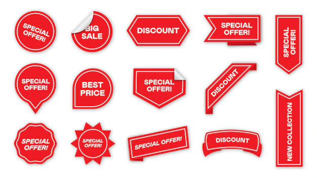 Free Vector | Special offer tags flat icon collection