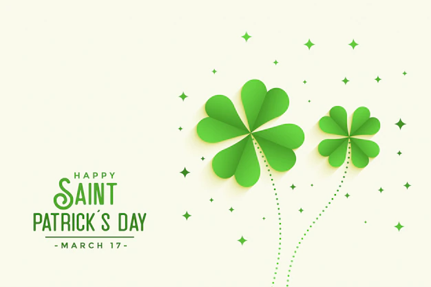 Free Vector | St patricks day four petal clover leaves background