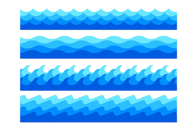 Free Vector | Stylish marine sea waves in different shapes set