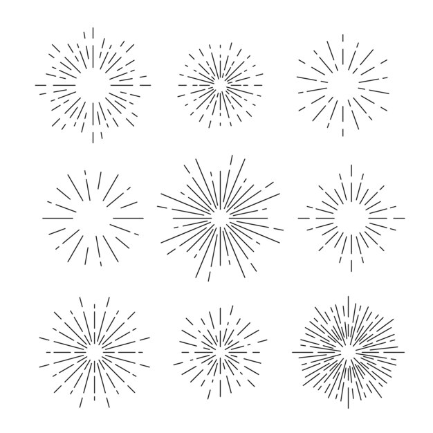 Free Vector | Sunburst vector set on white