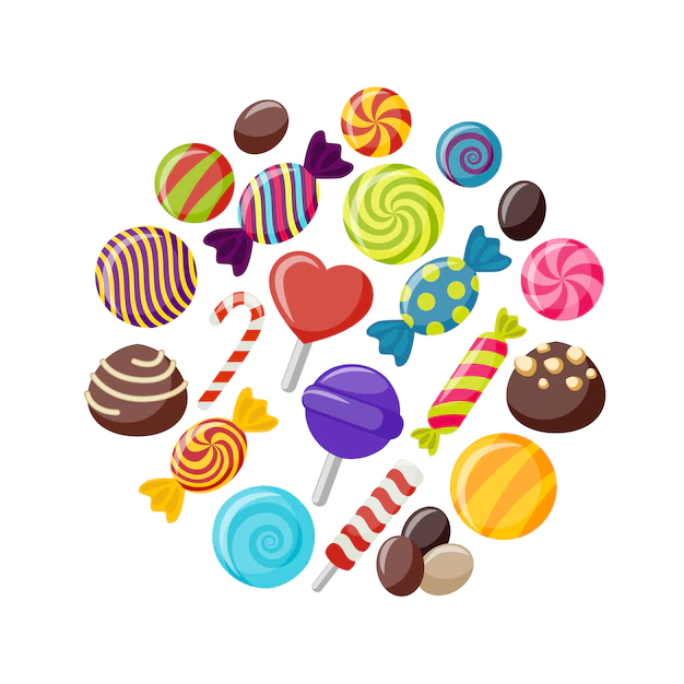 Free Vector | Sweet candies flat elements set
