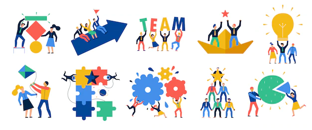 Free Vector | Teamwork icons set