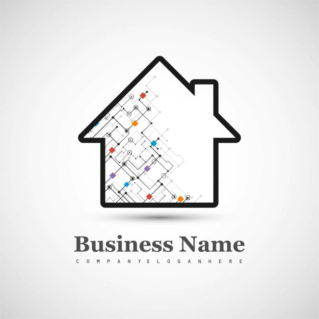 Free Vector | Technological logo with a house