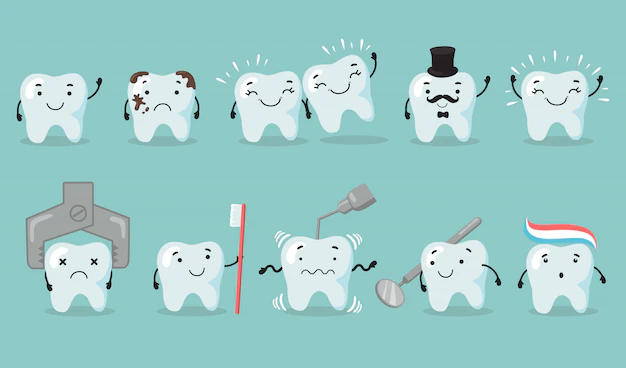 Free Vector | Teeth care set