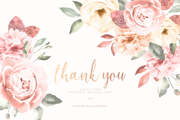 Free Vector | Thank you card with vintage floral frame