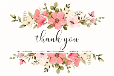 Free Vector | Thank you card with white pink watercolor floral