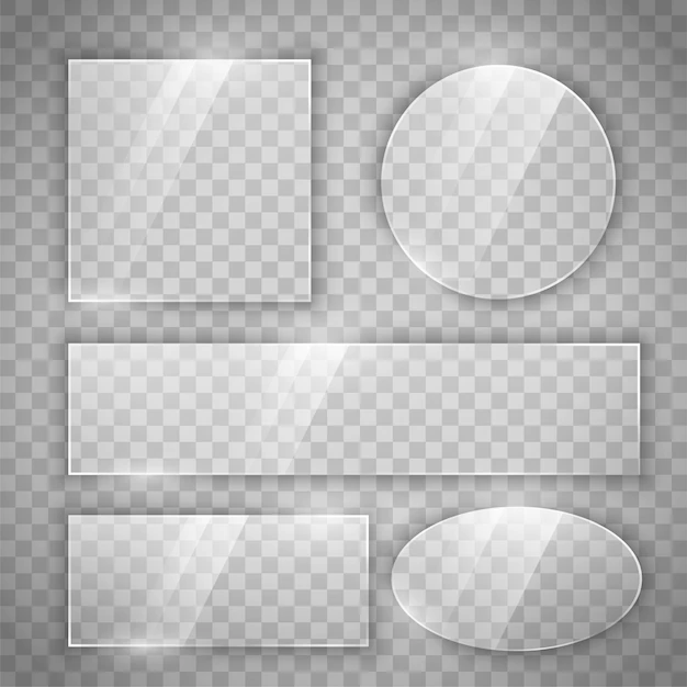 Free Vector | Transparent glass glossy buttons in different shapes