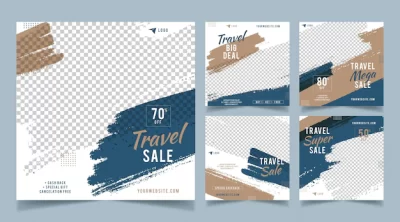 Free Vector | Travel instagram posts with brush strokes