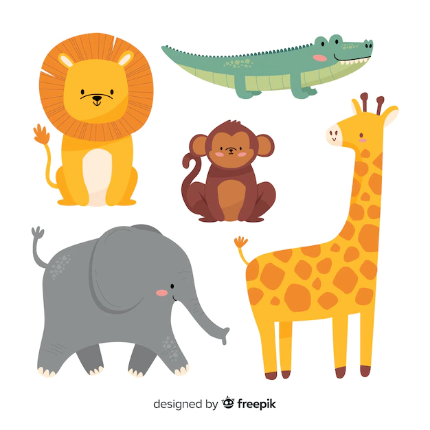 Free Vector | Variety of wildlife in jungle and savanna