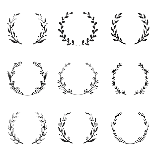Free Vector | Various round floral and laurel frames set