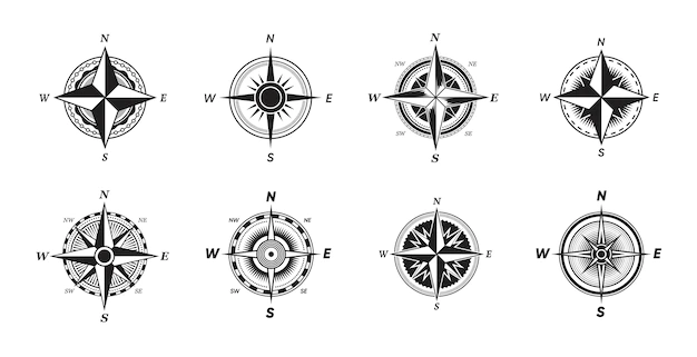 Free Vector | Various vintage marine compasses set