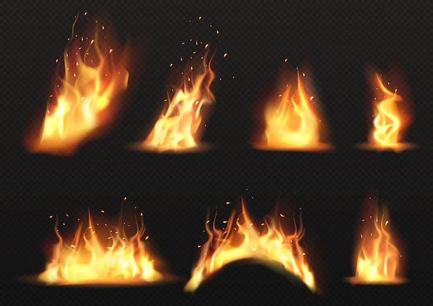 Free Vector | Vector realistic burning fire flames set