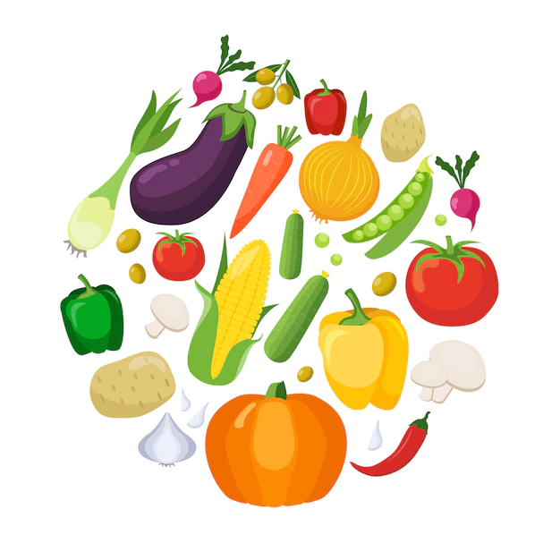 Free Vector | Vegetables colored icons flat set