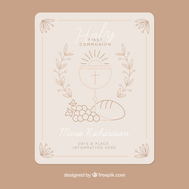 Free Vector | Vintage invitation of first communion sketches