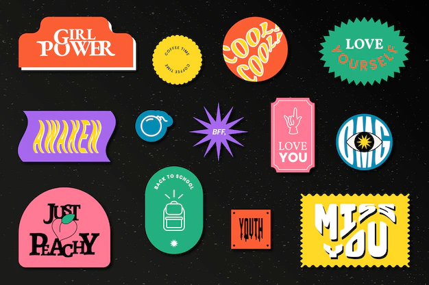 Free Vector | Vintage word sticker badge  collection