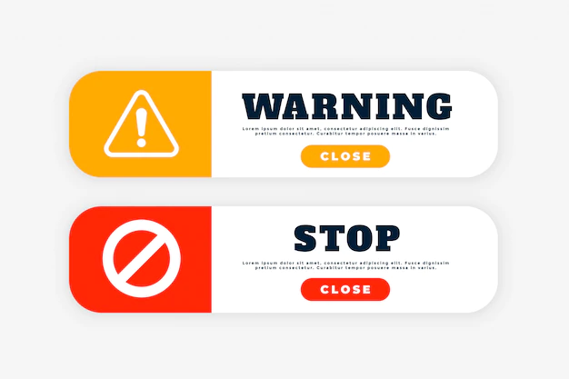 Free Vector | Warning and stop sign button for web purpose