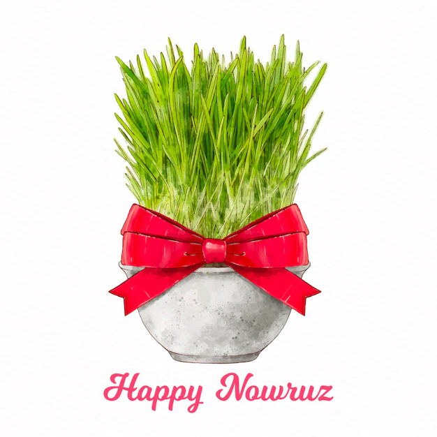 Free Vector | Watercolor happy nowruz illustration with sprouts