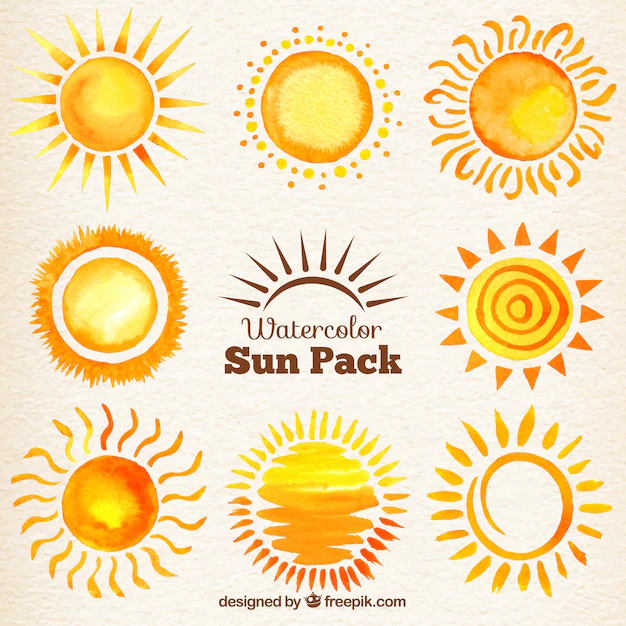Free Vector | Watercolor suns pack
