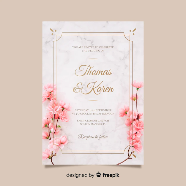 Free Vector | Wedding invitation card with photo