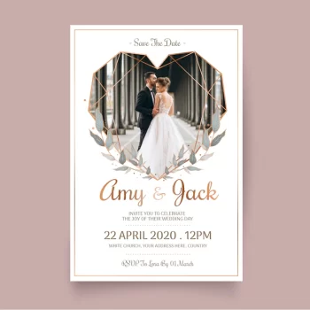 Free Vector | Wedding invitation template with image
