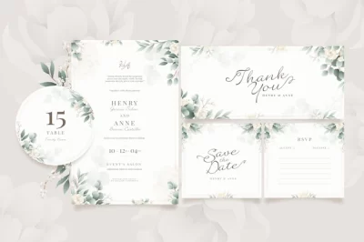 Free Vector | Wedding stationery  pack