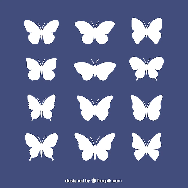 Free Vector | White silhouettes set of butterflies