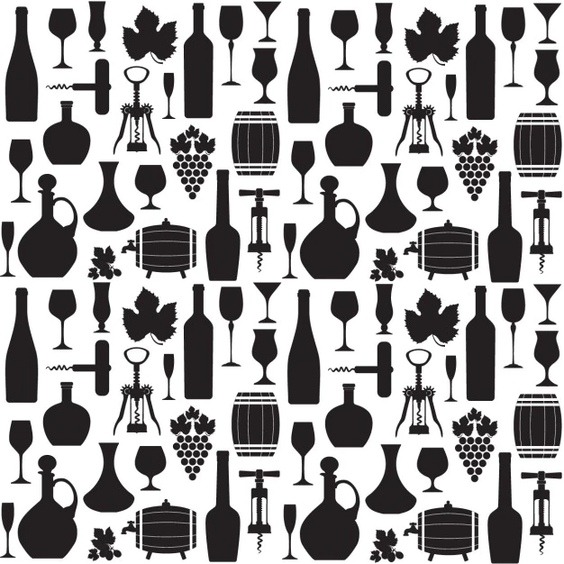 Free Vector | Wine pattern in black and white