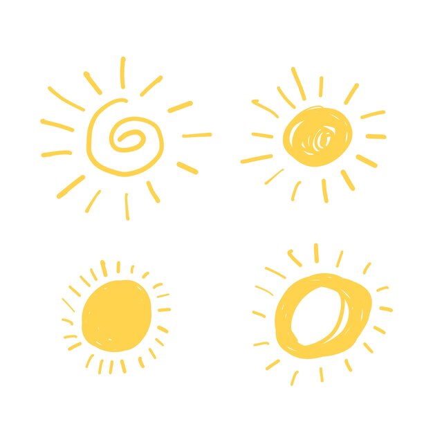 Free Vector | Yellow doodle sun