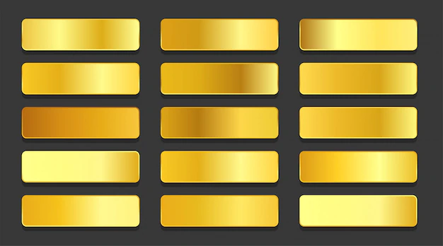 Free Vector | Yellow gold gradients metallic gradients set