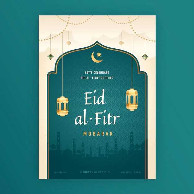 Free Vector | Realistic eid al-fitr vertical poster template
